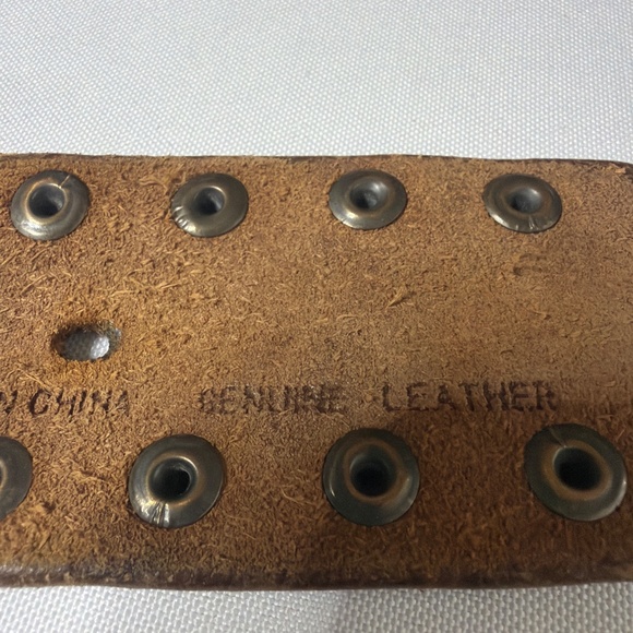 Buckle, Boho Brown Leather and Antique Brass Belt size 34 main image 4